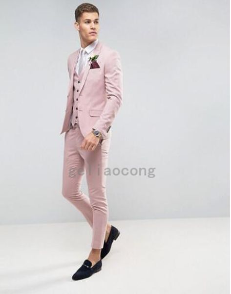 

jackets+pants+vest ) solid color pink groom tuxedos wedding suits men dress suit dinner party prom suit formal business suits, White;black