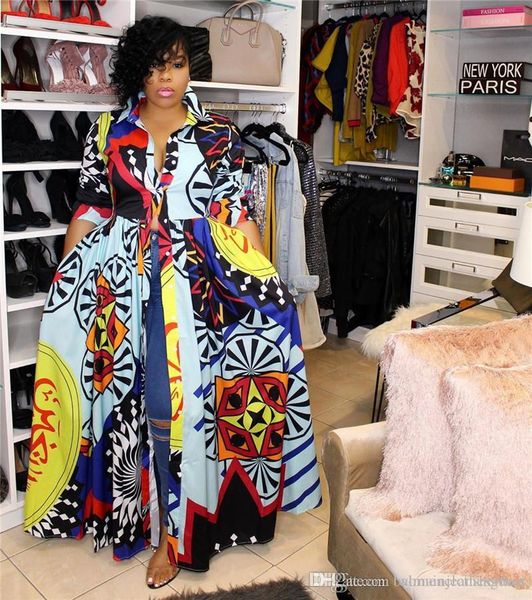 

осень женская цифровая печатная платье женщины отворотом шеи длинные платья повседневная женская с длинным рукавом ночной клуб платье, Black;gray