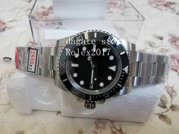 

40mm mens watch zzf factory 114060ln 114060 no date 904l ss/ss zzf eta 2836 uni-directional diver ceramic bezel mechanical watch, Slivery;brown