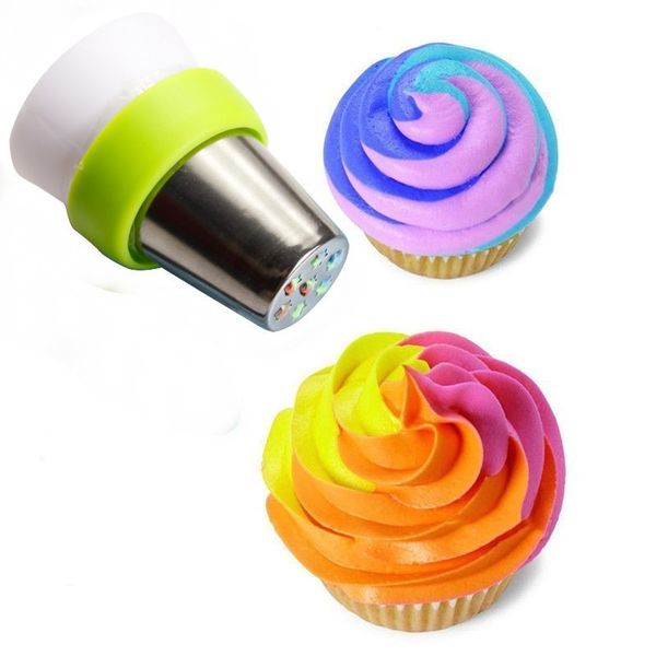 Glassa Piping Sacchetto di Pasticceria Convertitore Ugello Adattatore Crema Tricolore Accoppiatore Strumenti per decorare torte Cupcake Fondente 3 Fori Promozione