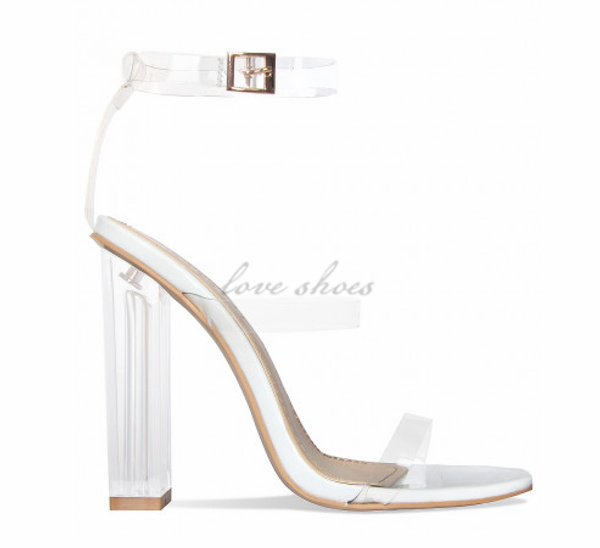 

white patent multi clear strap heels sandals shoes for women 2020, Black
