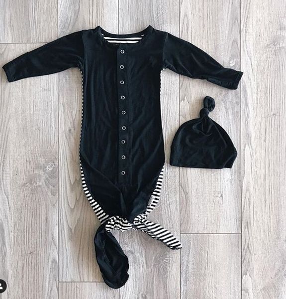 

newborn baby infant stripe swaddle sleeping bag sack wrap hat set pprop 0-6m