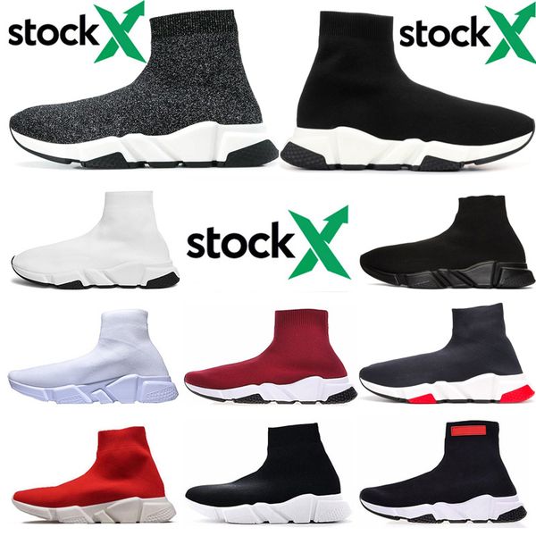 

stock x men sneakers speed trainer runner shoes red triple black white fashion mens women flat socks boots casual shoes size 36-45