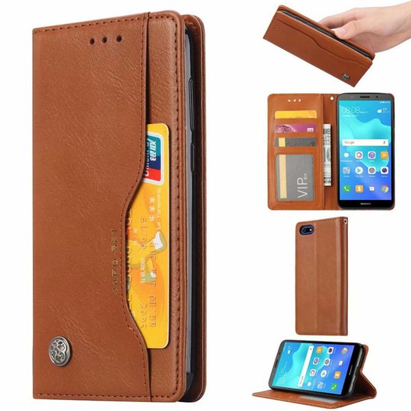 

luxury wallet with card slot flip cover leather case for huawei y5 2018 y9 2018/2019 phone protective cover cases