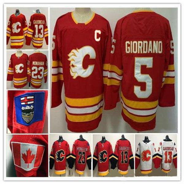 

calgary flames jerseys johnny gaudreau jersey 5 mark giordano 23 sean monahan 93 sam bennett 28 elias lindholm 2019 heritage classic 40th, Black;red