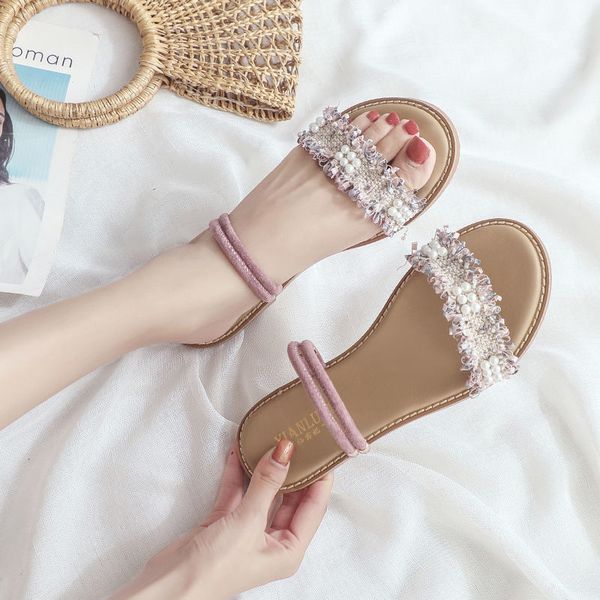 

slippers casual shoes woman 2020 low slipers women soft summer flat new pu rome slides leisure rubber basic fabric, Black