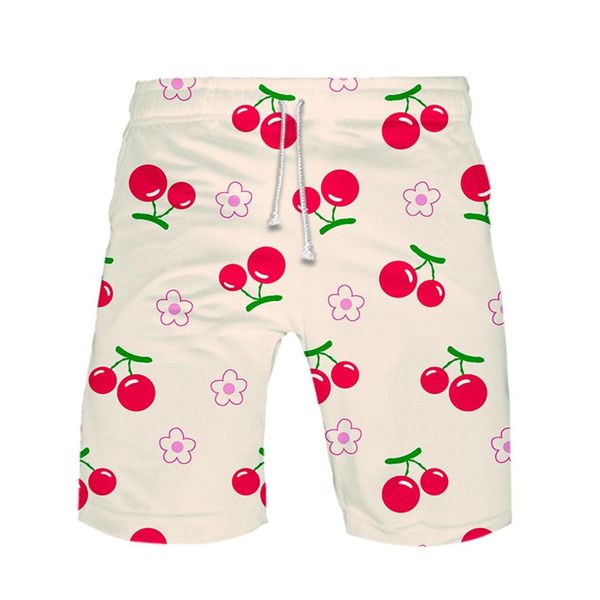 

men's new shorts summer must hawaii fruit cherry cartoon style print beach sport large size quick dry with drawstring casual, Brown;gray