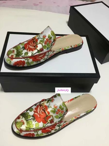 

sales princetown 423513 designer classic slippery metal buckle beach slippers soft lazy lovers shoes36-45, Black