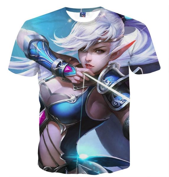 

mobile legends новые горячие модные смешные футболки 3d печати мужчины / женщины унисекс лето круглый воротник с коротким рукавом повседневн, White;black