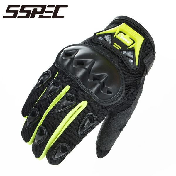 

sspec motorcycle gloves racing summer breathable wearable protective outdoor sports full finger riding glove motocross guantes, Black