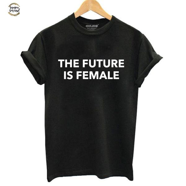 

the future is female print 100% cotton t shirt women casual short sleeve t shirt for women applique o neck summer tshirt, White