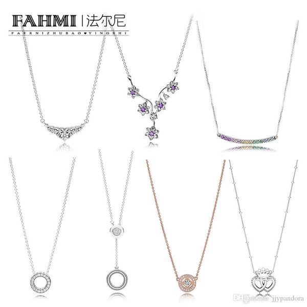 

fahmi 100% 925 sterling silver temperament rose vintage allure necklace fairytale tiara necklace pendants forget me purple hearts necklaces