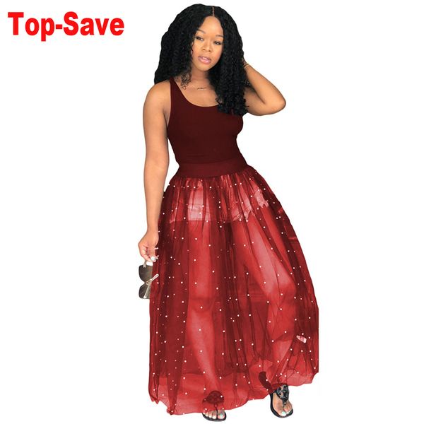 

summer 2020 autumn dress women elegant long party dresses o-neck black ladies loose beaded mesh tutu vestidos dropshipping, Black;gray