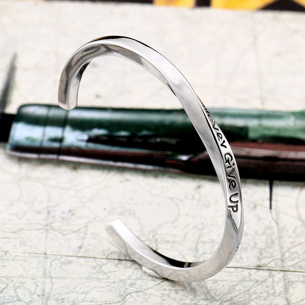 

beier steel c shaped bangle bracelets fashion titanium steel cuff bangle for man women type c twisted bracelets brg-020, Black