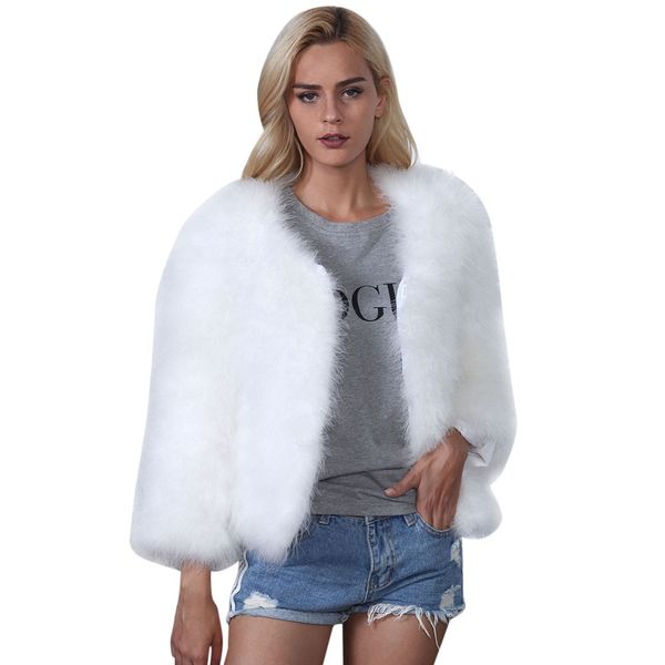 

fashion plus size soft winter white fluffy faux fur coat women vest fourrure femme bontjas pelliccia donna kurk casaco de pele 5, Black
