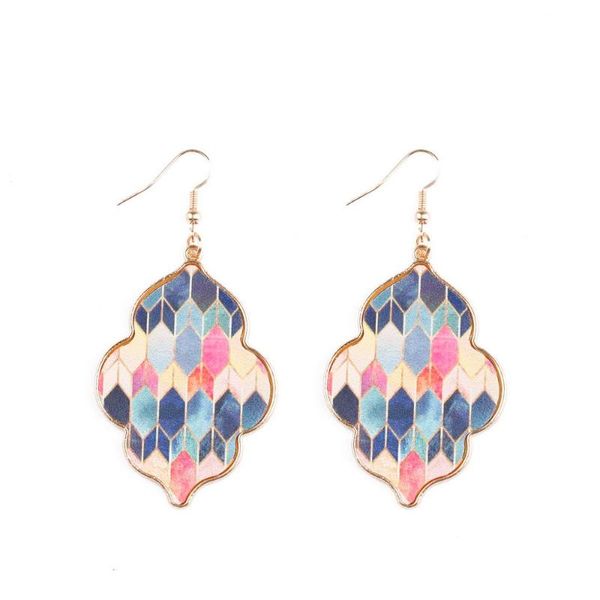 

dangle & chandelier zwpon gold frame 4 leaf clover earrings for women paisley pattern alloy fashion jewelry, Silver