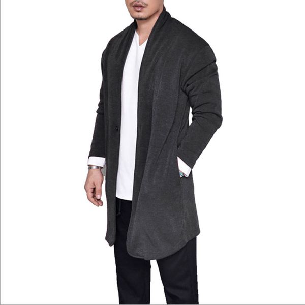 

men open stitch pocket long sleeve trench coat male fashion winter autumn warm loose outfit, Tan;black