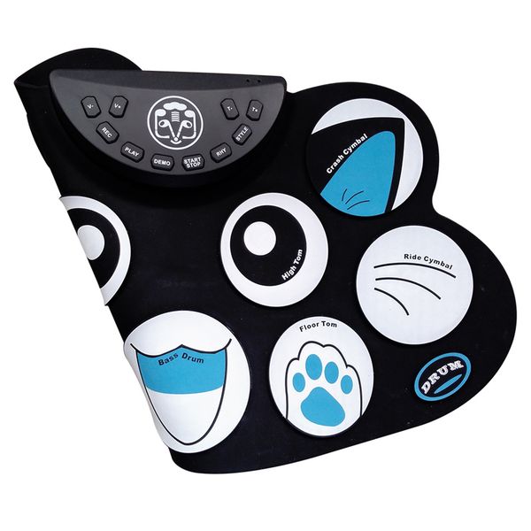

cartoon holiday gift portable electronic roll up drum pad kit silicon foldable with stick us plus
