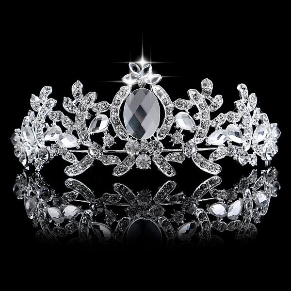 

свадебная вечеринка 15x6см диадемы из бисера с цветочными листьями невесты с короной из бриллиантов и головных уборов для невесты, исполняющ, White;golden