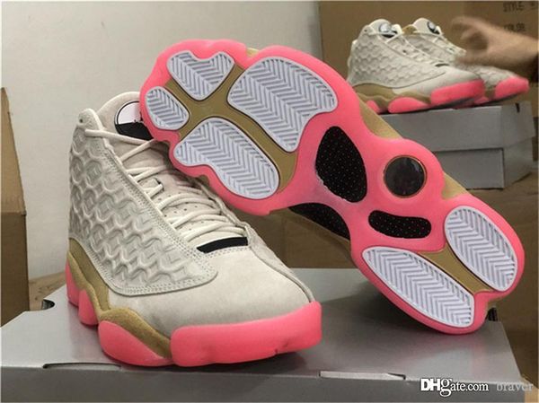 

new authentic air 13 cny chinese new year retro basketball shoes man 4914jordan black digital pink club gold real carbon fiber cw4409-100
