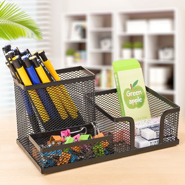 

2020 stationery metal desk stationary organizer office desk pencil holder metal school stationery holder