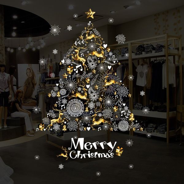 

diy christmas tree window stickers pvc self-adhesive removable wall decor stickers
