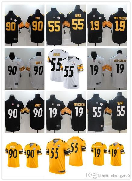 

Мужские Женские Молодежные Питтсбург Стилерс 19 Джу-Джу Смит-Шустер 90 Т. Дж. Ватт 7 Бен Ретлисбергер 55 Девин Буш Изготовленный На Заказ Трикотажные Изделия Футбола