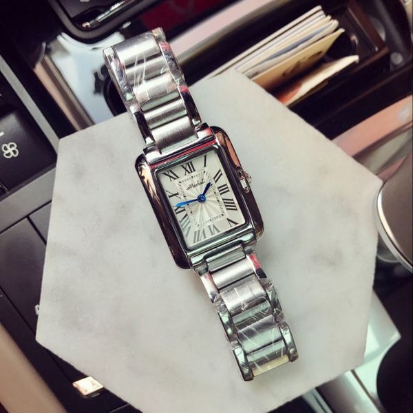 

new fashion brand masali square retro roman numeral durable fashion stainless steel strap casual womens watch, Slivery;brown