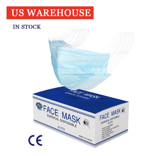 

lots stock us warehouse 3 layers disposable face mouth mask anti flu dust proof earloop mask anti-fog masks home use comfortable mask