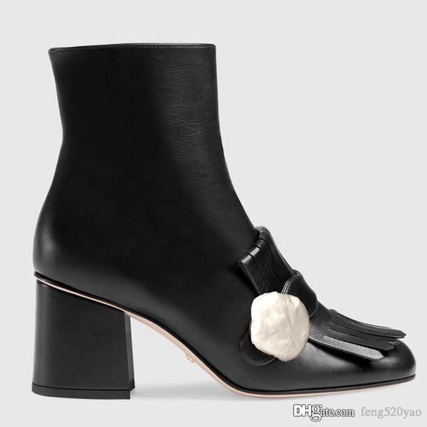 

дамы короткие сапоги 100% коровьей классический дизайнер роскошные женщины обувь из кожи на высоких каблуках женщины сапоги металла пряжки м, Black