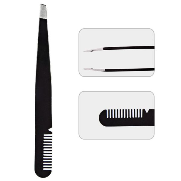 

2019 stainless eyebrow tweezers brush comb eyelashes extension double eyelids clip