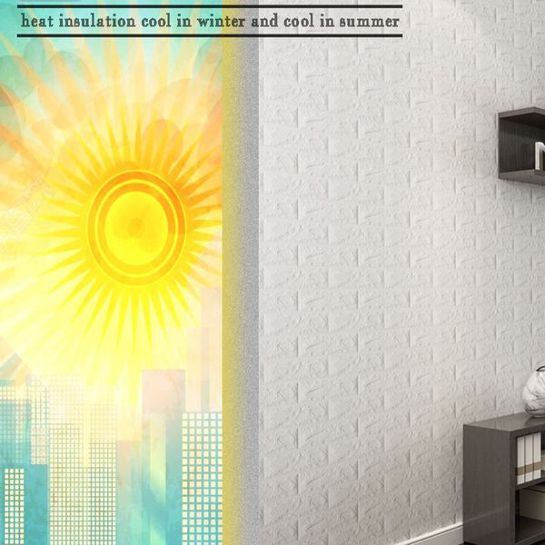 

77*70cm diy self adhensive 3d brick wall stickers living room decor foam waterproof wall covering wallpaper for tv background