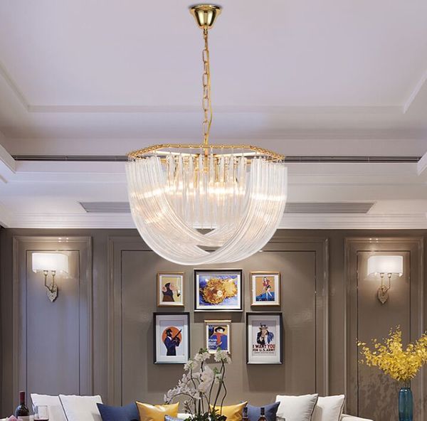 Moderne Luxus Gold Metall Gebogene Glasrohr Anhänger Kronleuchter Esszimmer Tisch Hängende Leuchte Suspension Leuchte Lampe MYY