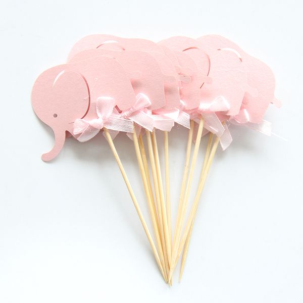 

10pcs/lot pink blue elephant cupcake er theme baby shower party supplies kids boy birthday party cake decor cake er