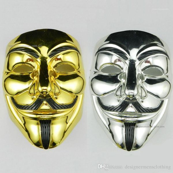 

movie stars party stage mask pvc halloween v word electroplating mask cosplay costume, Silver