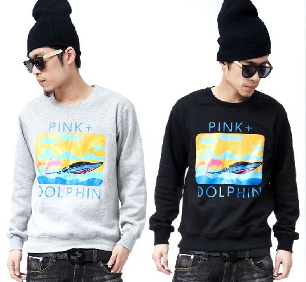 

pinkdolphin хип-хоп crewneck фуфайки бренд моды для мужчин тенденции одежды citi плюс размер тренировочный костюм розовый дельфин толстовка, Black