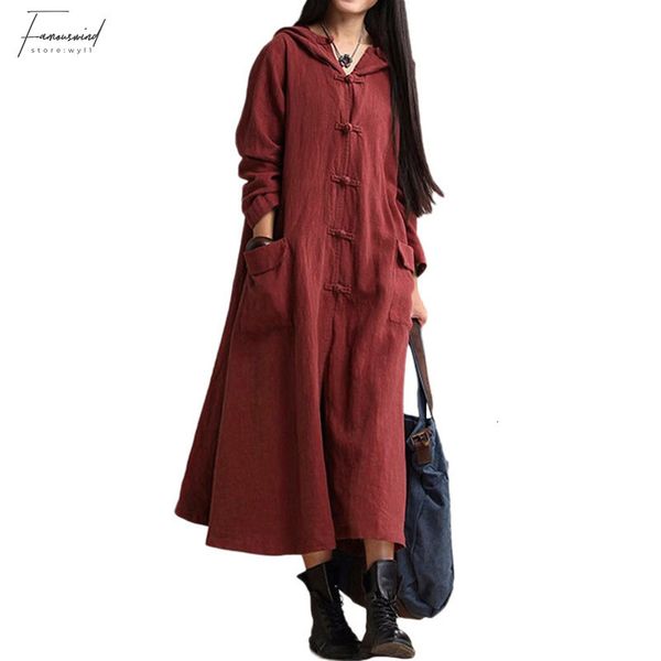 

женская одежда дамы платья 3xl 5xl плюс размер хлопок платье женщины негабаритных капюшоном старинные длинные халат платье свободные миди пл, Black;gray