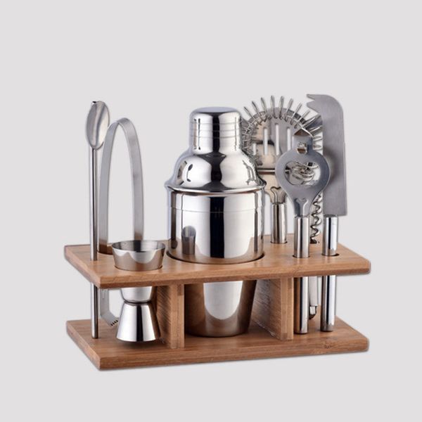 

8pcs/set 350ml stainless steel mixing set cocktail scheck pot mixer with base
