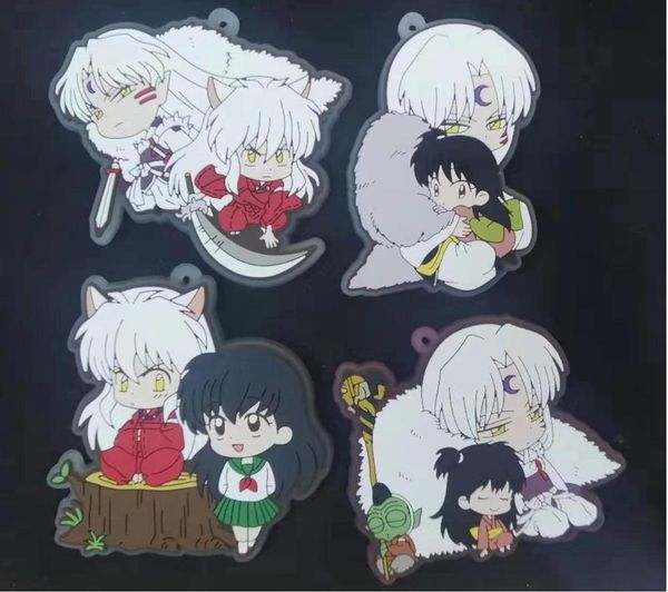 

2019 new arrival inuyasha/ranma ½/urusei yatsura original japanese anime figure rubber mobile phone charms keychain strap, Silver