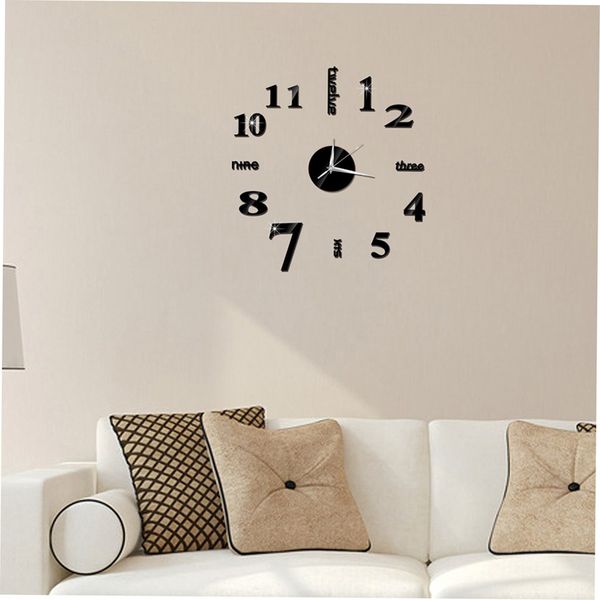 

chinese english number diy home living room bedroom wall stickers 3d home living room decoration fashion quartz clock