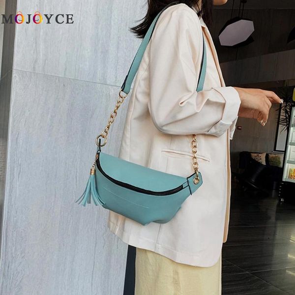 

fashion women waist bag tassel pu leather money phone pouch crossbody chest bag pouch female fanny pack