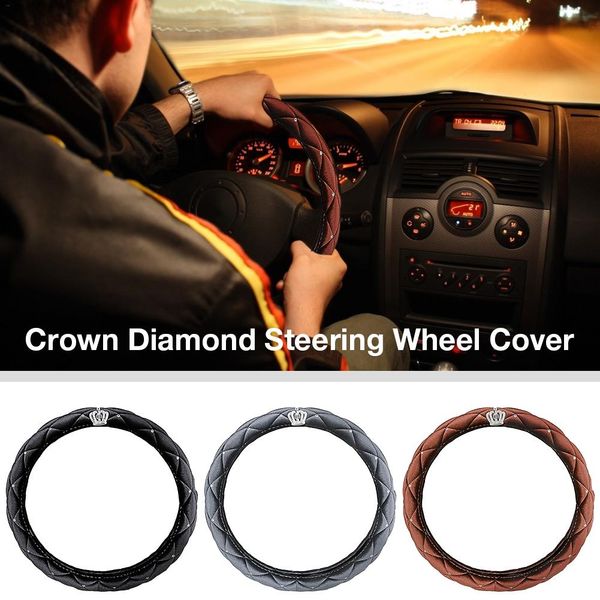 

winter plush car steering wheel cover crystal rhinestone automatic steering covers universal size 38cm for most cars