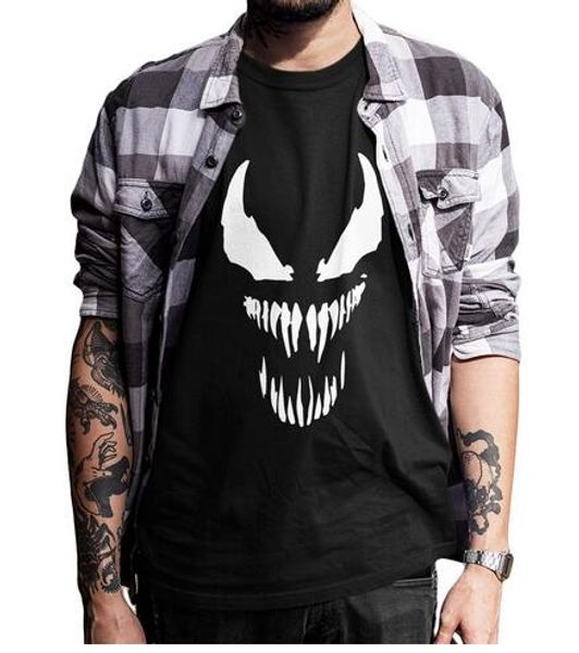 

размер ес venom футболка мужчины cool comic оригинальность черная хлопковая футболка аниме топы фильма высокого качества tee homme, White;black