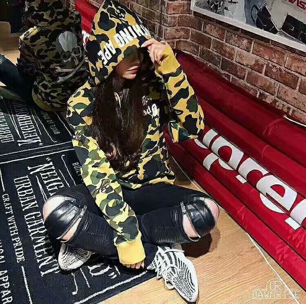 

sell designer hoodie 2018 new tide streetwear hip hop mens hoodie pullover cotton blend camouflage hooded casual long sleeve autumn, Black