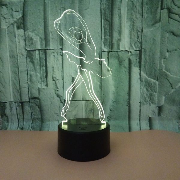 

foreign trade new pattern ballet 3d three-dimensional desk lamp colorful touch 3d small night-light 3d visual three-dimensional desk lamp