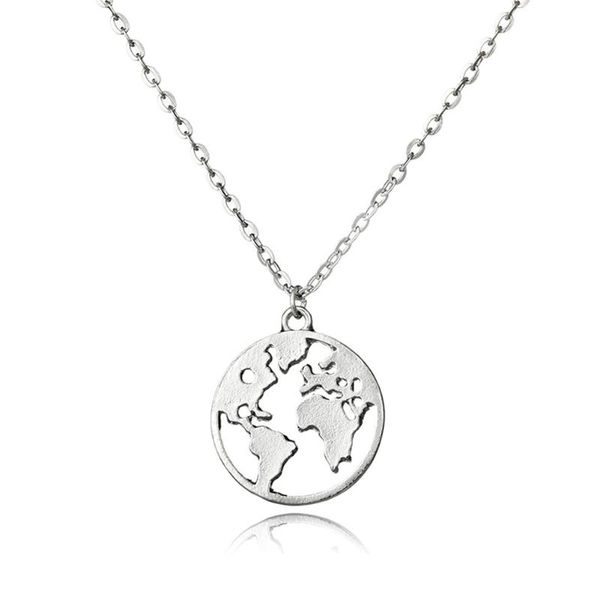 

women choker round pendant geometric neck chain circle necklace necklace personalized fabala vintage jewelry earth, Silver