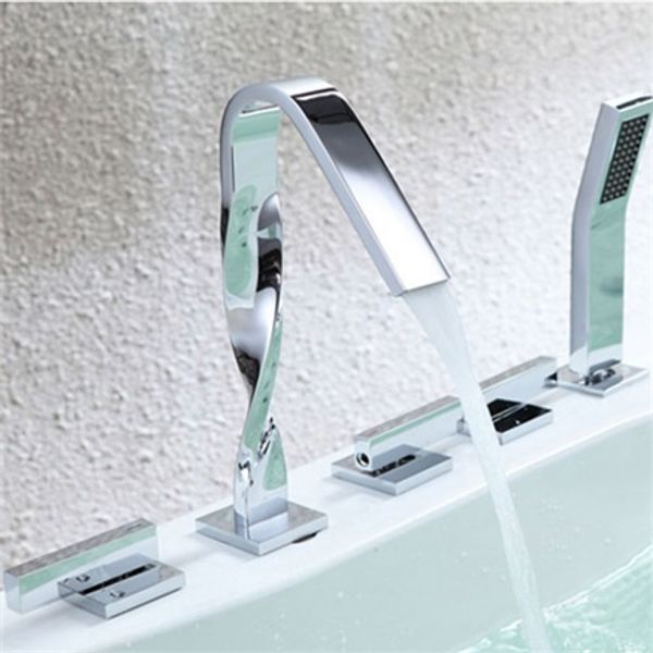 2019 Modern 5 Hole Brass Deck Mounted Roman Tub Faucet