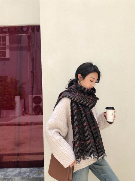 

autumn brand long scarf new imitation cashmere plaid shawl luxury fashion woman scarf warm scarves plaid shawls jj19810, Blue;gray