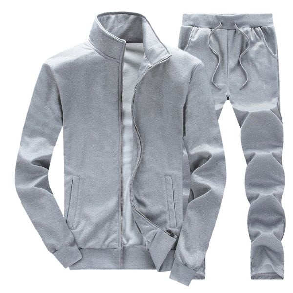 

two pieces tracksuit men jacket with pants autumn witner thicken fleece zipper letter printed sporting track suit male#4, Black;blue