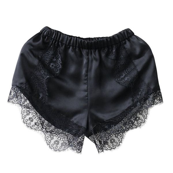 

shorts tracksuit hollow satin lace women shorts casual summer high waist short feminino solid black white color, White;black